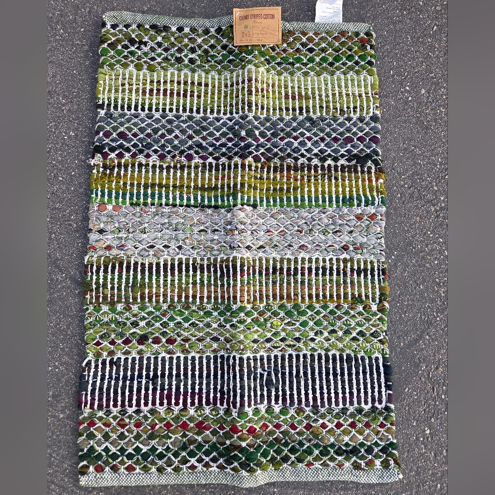 World Market Cost Plus Hand Woven Cotton Rug NWT